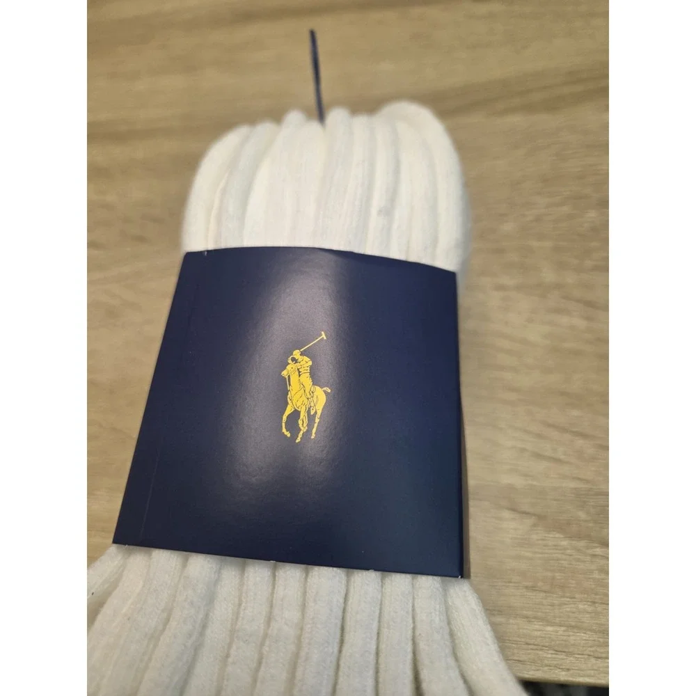 Polo Ralph Lauren Classic Sport Low‎ Cut Socks Men's White w/ Blue Pony  6 pair.